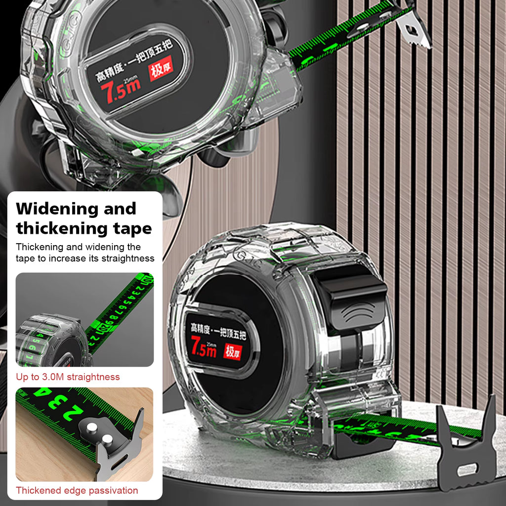 10M Black Fluorescent Tape Measure High Precision Thickened Tape Measure Wear-Resistant and Drop-Proof Tape Measure