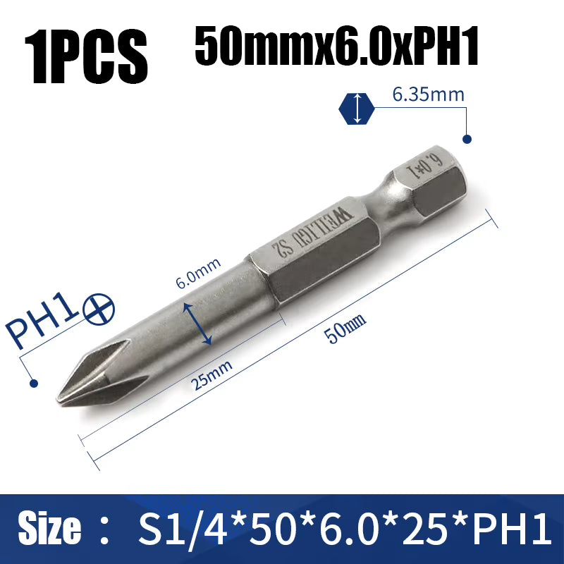 50Mm 75Mm 100Mm 150Mm Electric Cross Screwdriver Bit Phillips Magnetic Batch Head PH0 PH1 PH2 Hex Shank Impact Screwdriver Drill
