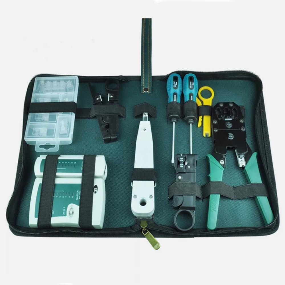 Ethernet Cable Tester Kit with RJ11 RJ45 Crimper Stripper Punch down Tool for Networking Maintenance DIY