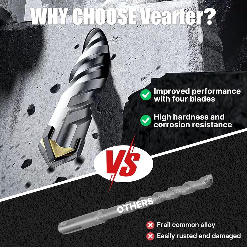 Ø5-16Mm X 160Mm SDS plus Concrete Drill Bit 9PCS, YG8C Carbide Tip