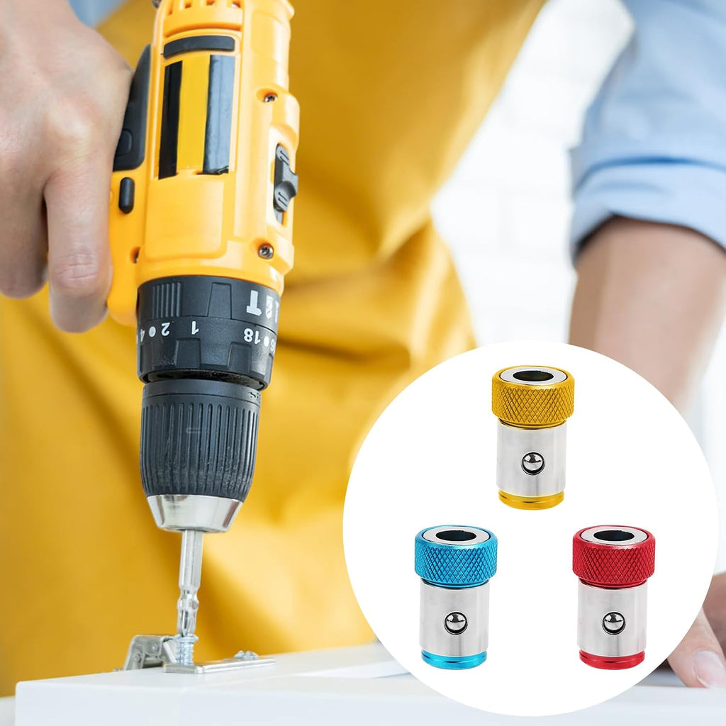 3Pcs Screwdriver Head Magnetic Ring, Metal Magnet Screw Ring Removable Screw Driver Magnetizer Ring Holder for 1/4In Hex Screwdriver Head and Power Bits