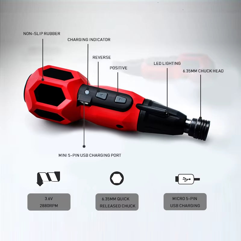 Big Torque Mini Electric Screwdriver Mini Drill 3.6V Lithium Battery Replace Traditional Screwdriver Home DIY Power Tools