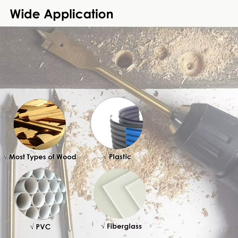 Woodworking Spade Drill Bits Set Paddle Flat Boring Double Side Cutting Spurs Woodworker Hole Cutter Wood Polyurethane Board PVC