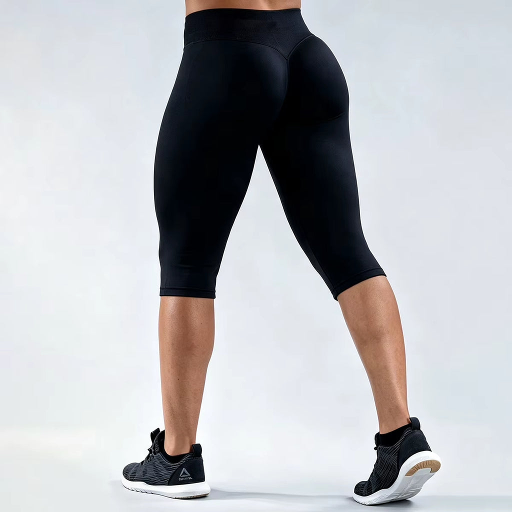 Women Seamless Capri Yoga Pants Hip Lifting Stretch Cropped Sports Leggings Outdoor Running Gym Leggings Fitness Workout Pants