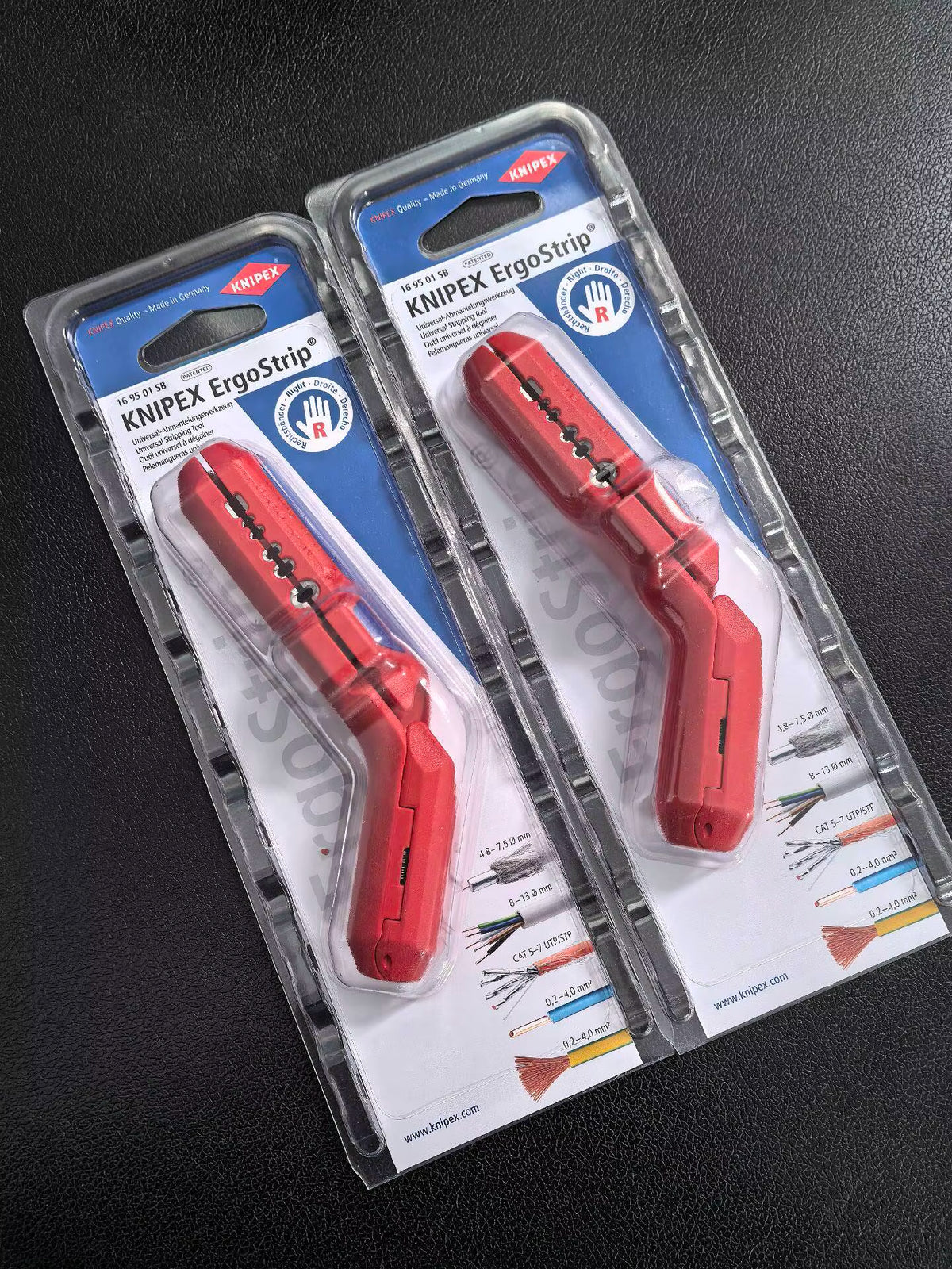 169501 Universal Wire Stripper, Red/Blue Ergonomic Handle, Multi-Cable Stripping Tool for Electricians