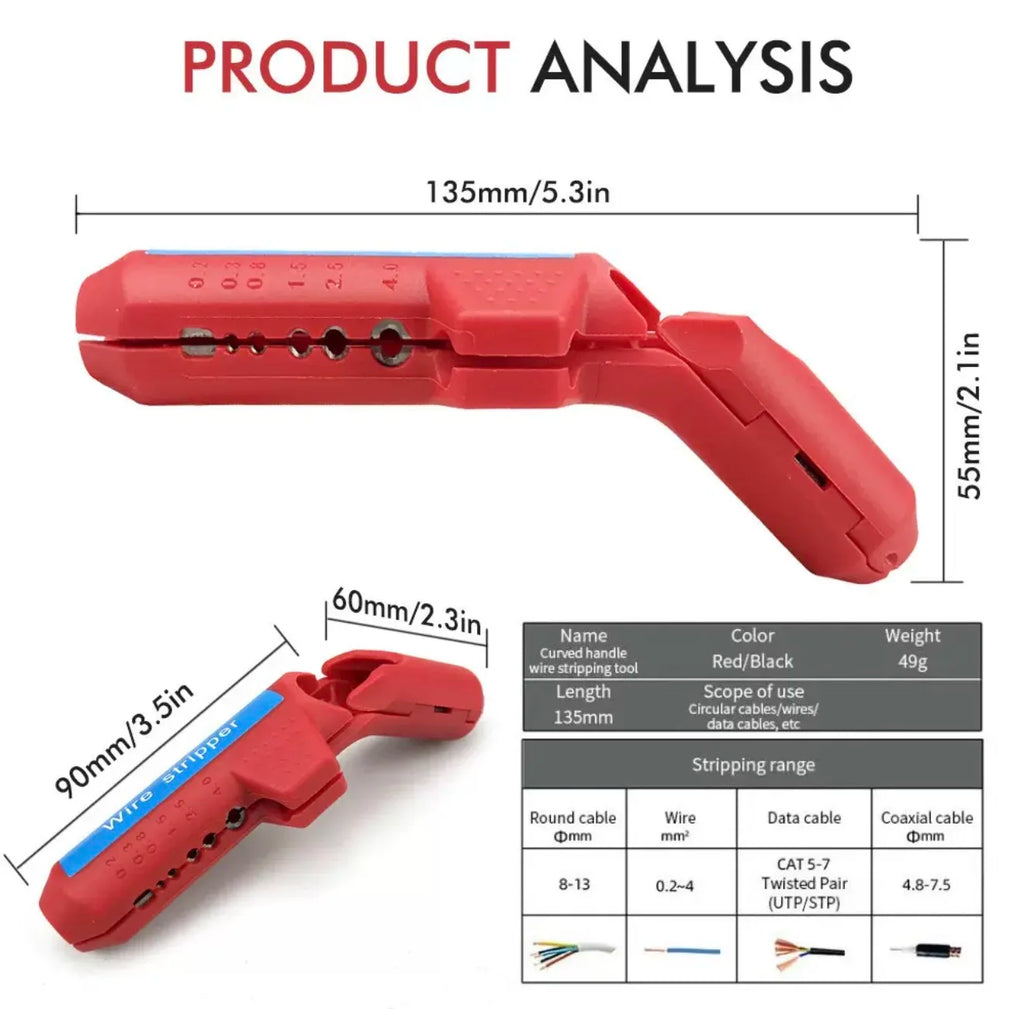 Multi-Function Curved Handle Wire Strippers, Высокоточный Инструмент Для Зачистки Электрических Кабелей