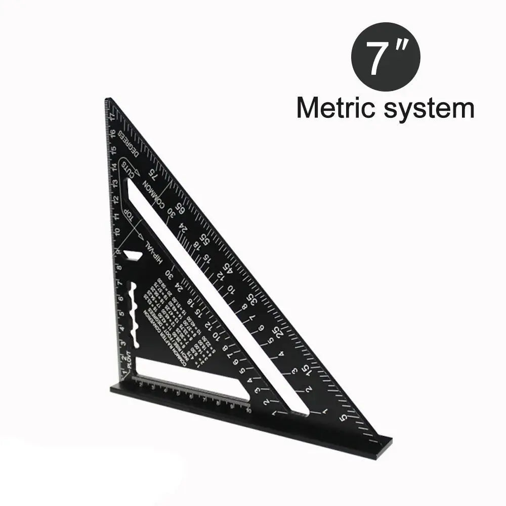Aluminium Alloy 7Inch Triangle Ruler Inch Metric Angle Ruler Protractor Square Measurement & Gauging Tools Precision