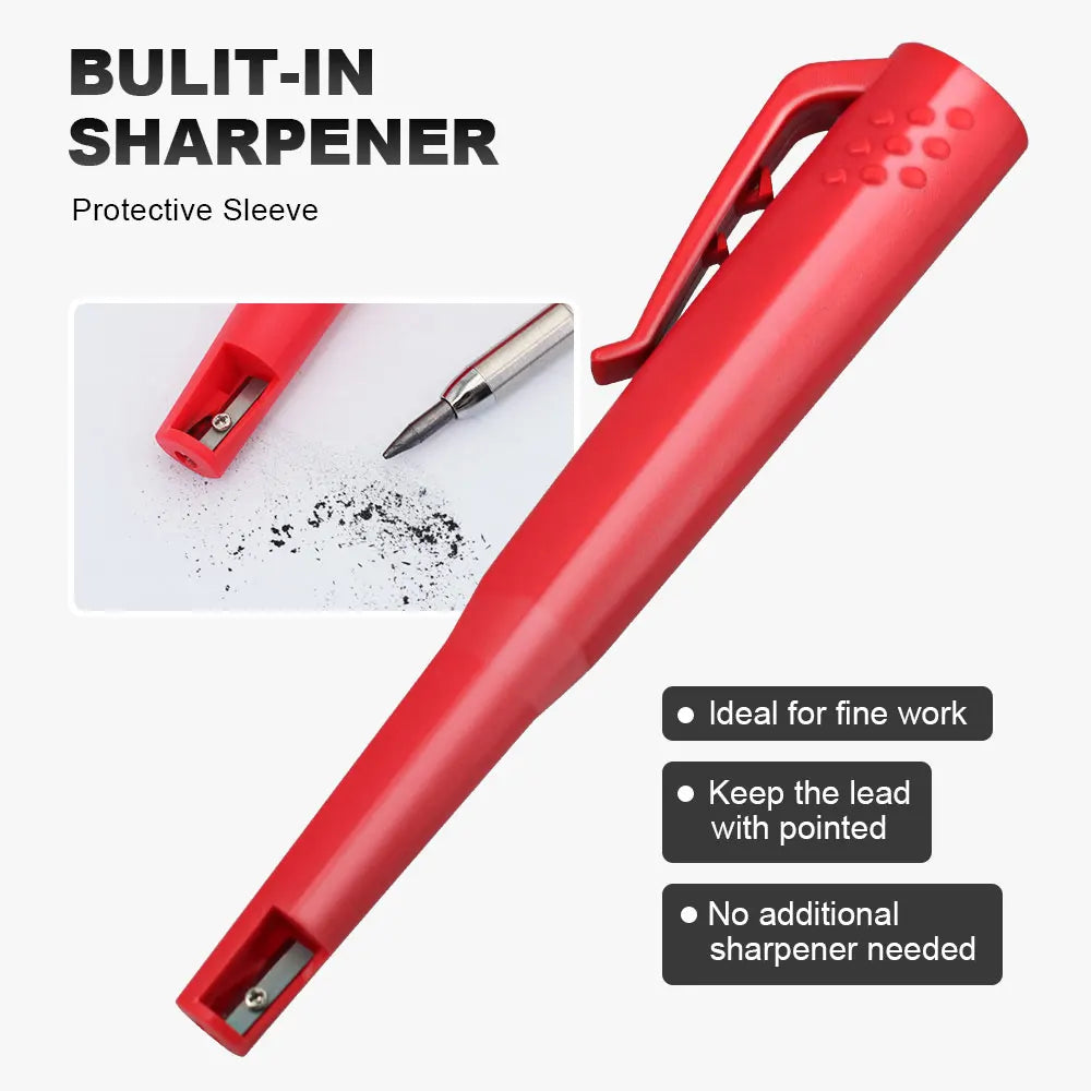 2.8Mm Professional Carpenter Pencil Card Set Deep Hole Marking Tool Pen Built in Pencil Sharpener,For Carpenters Engineering