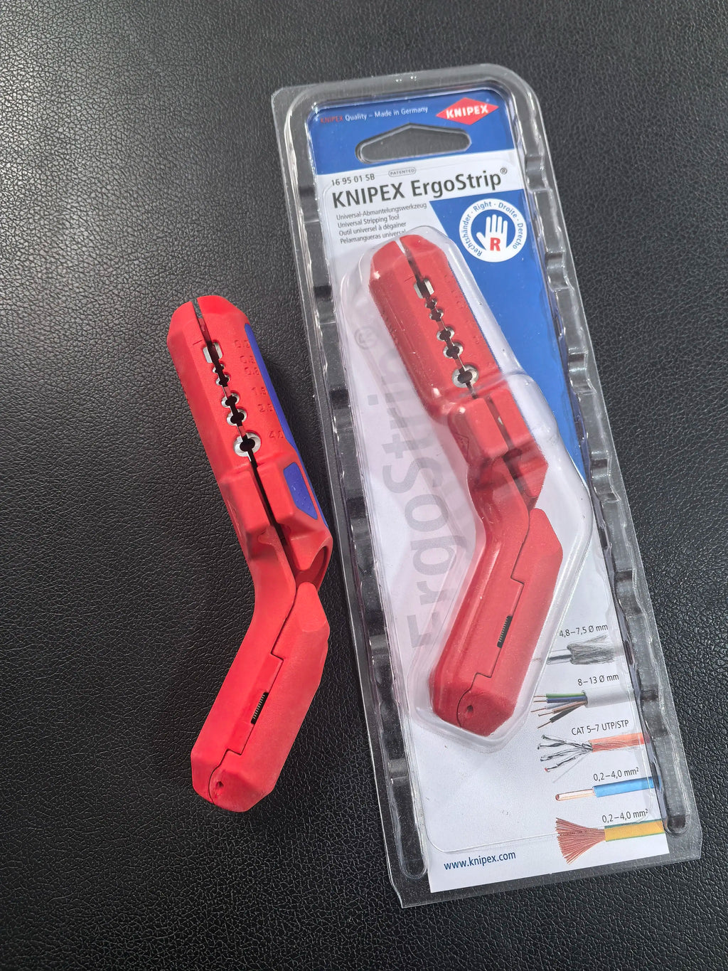 169501 Universal Wire Stripper, Red/Blue Ergonomic Handle, Multi-Cable Stripping Tool for Electricians