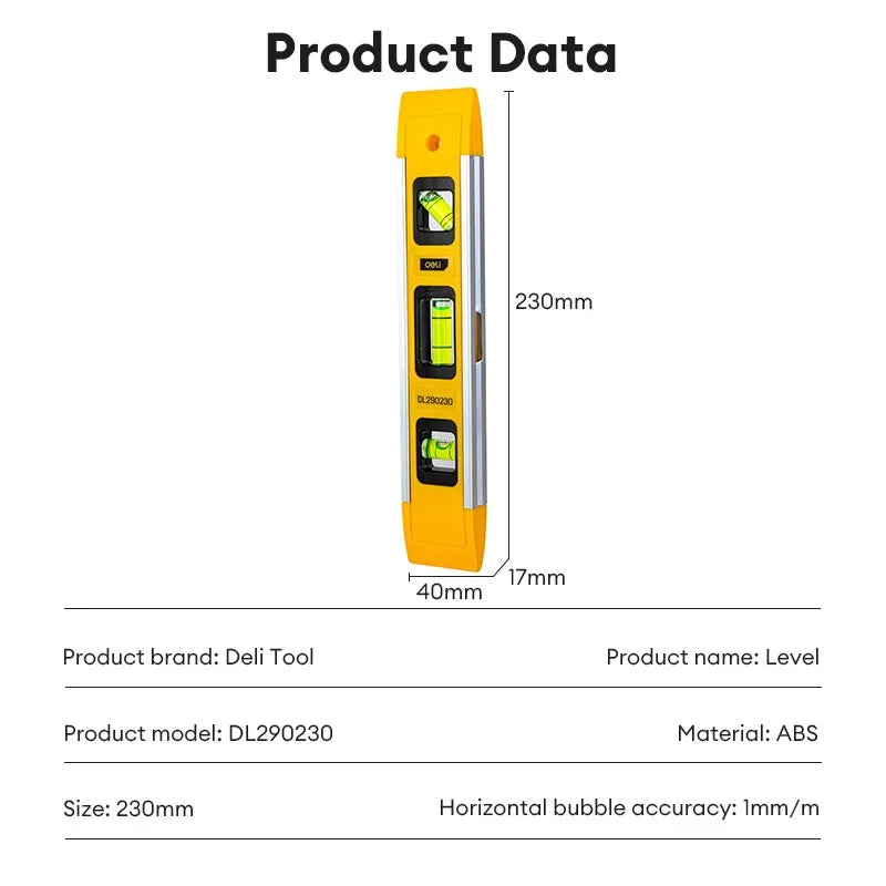 1/2/3PCS 100/230Mm Torpedo Level Magnetic Resistant Bubble Level Tool Multifunction Household Measuring Tools Level Measures