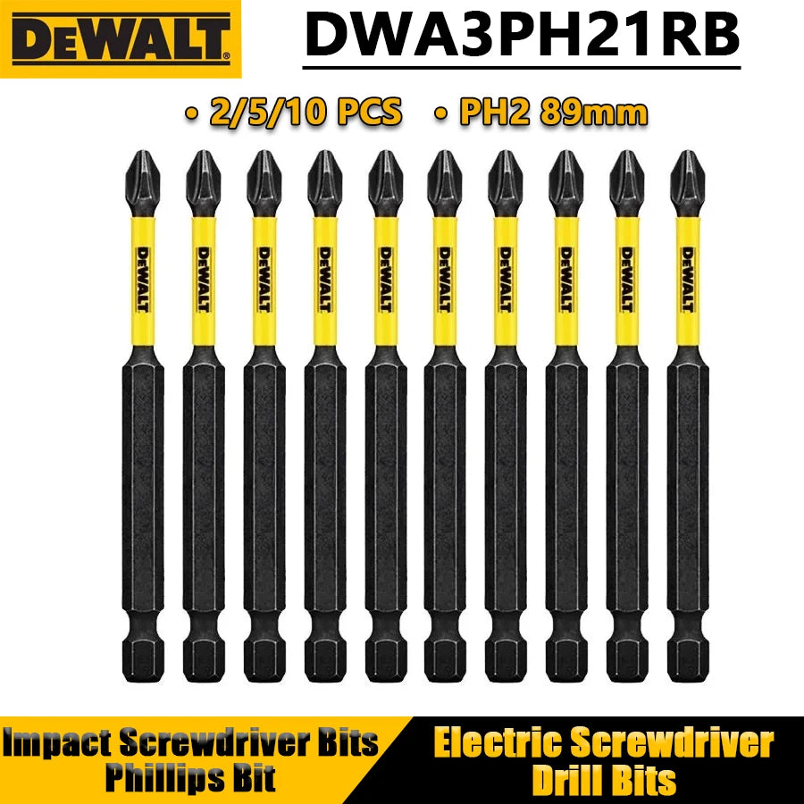 2/5/10PCS PH2 89Mm Impact Screwdriver Bits Phillips Bit Electric Screwdriver Drill Bits Power Tool Accessories DWA3PH21RB