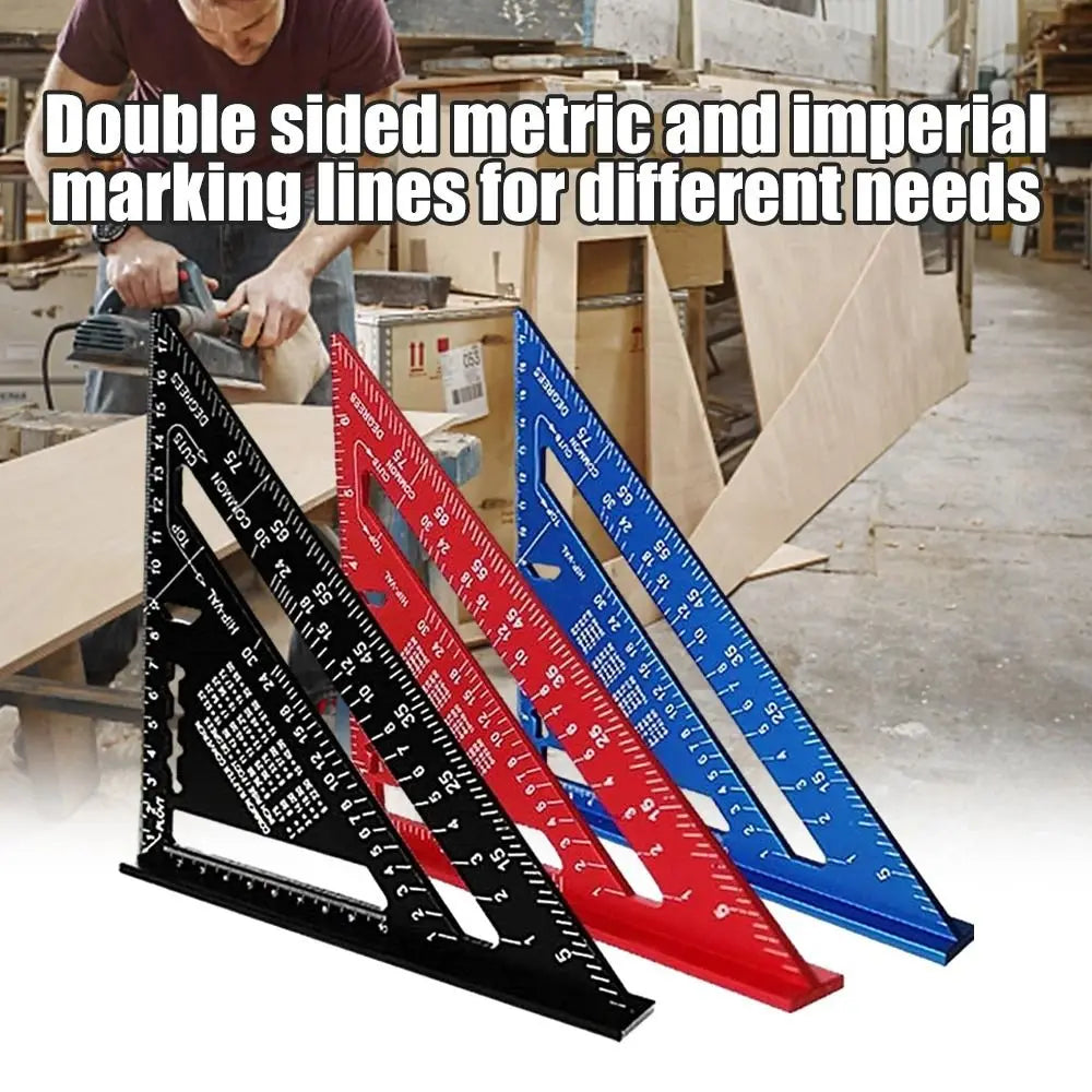Aluminium Alloy 7Inch Triangle Ruler Inch Metric Angle Ruler Protractor Square Measurement & Gauging Tools Precision