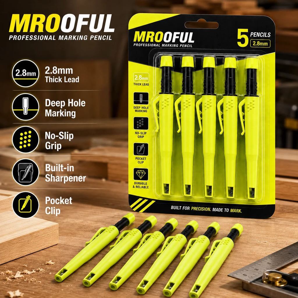 2.8Mm Professional Carpenter Pencil Card Set Deep Hole Marking Tool Pen Built in Pencil Sharpener,For Carpenters Engineering