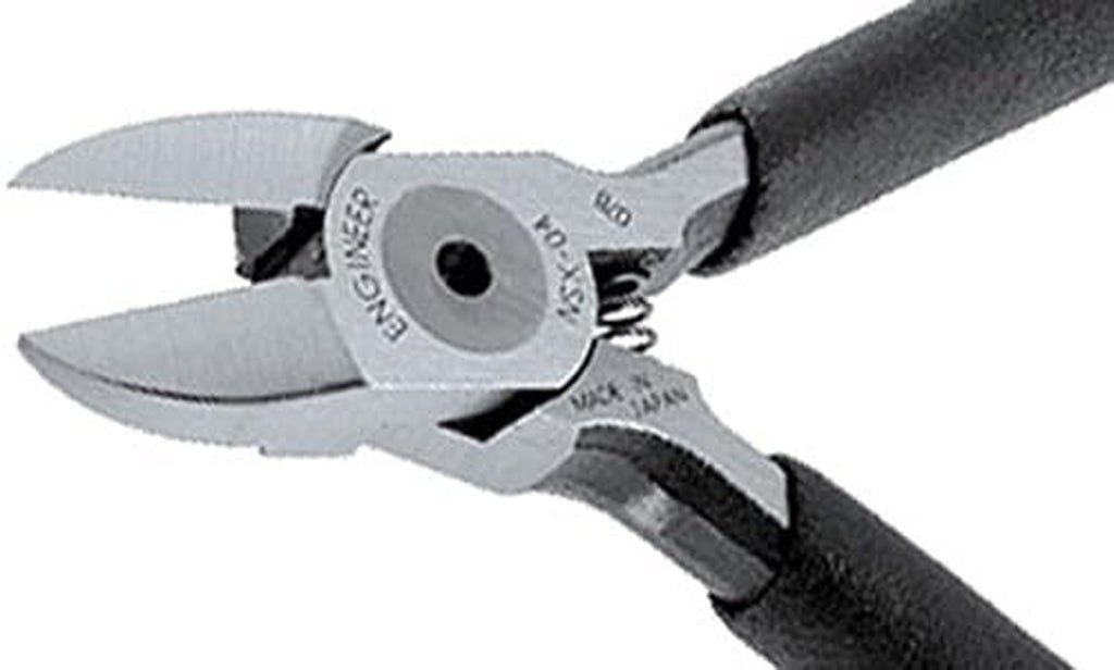 Compact PCB Side Cutting Pliers/Diagonal Nippers with Hardened Carbon Steel Jaws. Made in Japan.  NSX-04