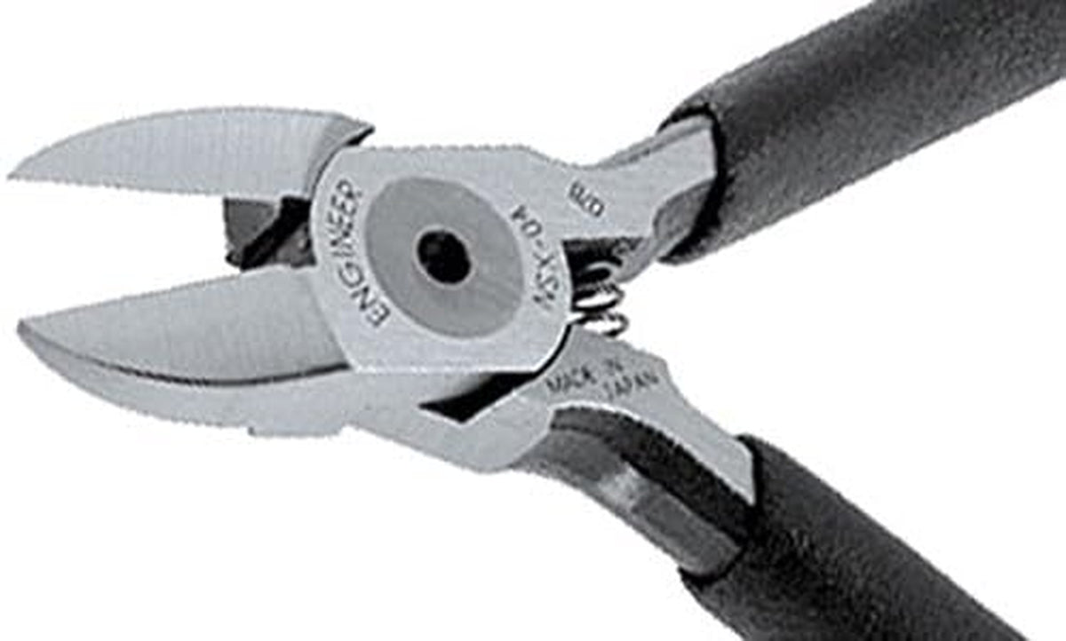 Compact PCB Side Cutting Pliers/Diagonal Nippers with Hardened Carbon Steel Jaws. Made in Japan.  NSX-04