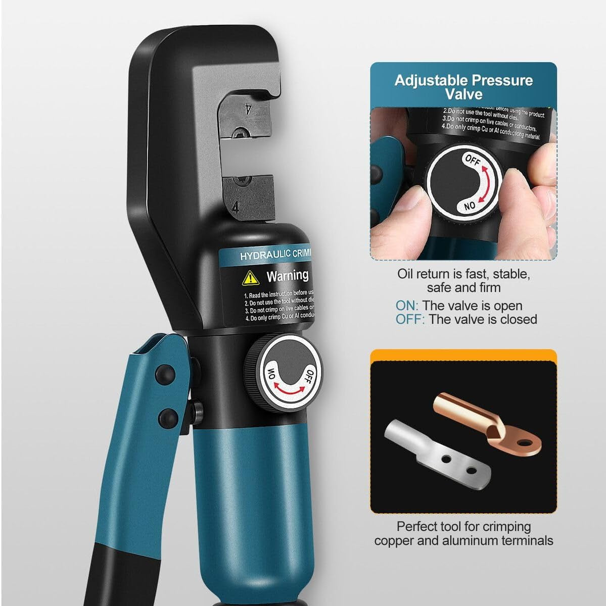 Hydraulic Crimping Tool Kit 8 Ton Electrical Wire Lug Terminal Crimper 12AWG Battery Cable Cutter Power Force 8 Dies 4-70Mm Auto Repairing Tool