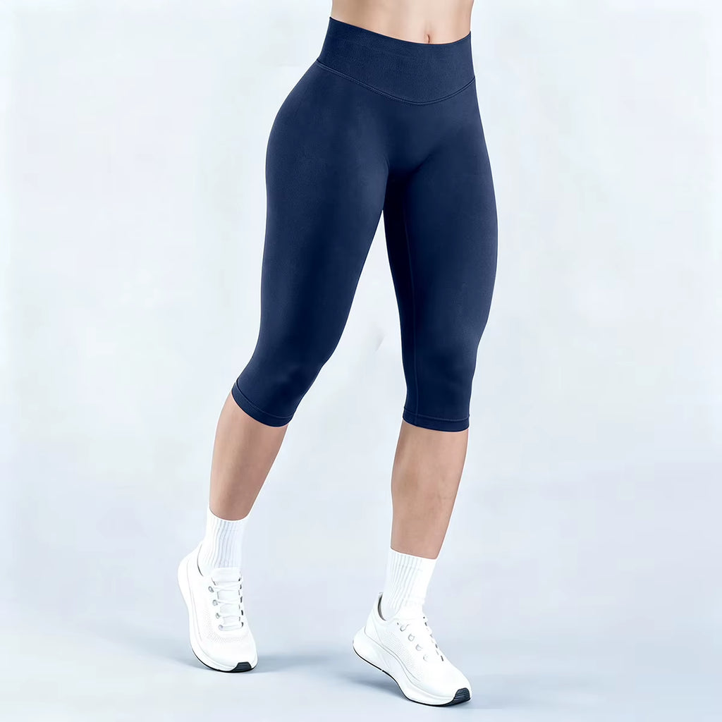 Women Seamless Capri Yoga Pants Hip Lifting Stretch Cropped Sports Leggings Outdoor Running Gym Leggings Fitness Workout Pants