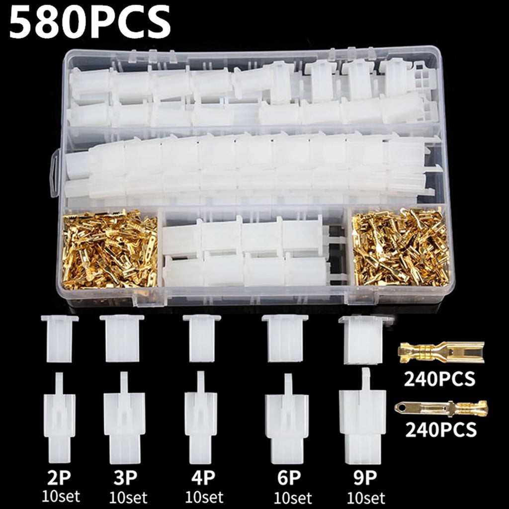 Wire Terminal Crimping Tool Kit;Ratcheting Wire Crimper (0.5-1.5Mm²) & 580PCS Female Male 2.8Mm Pitch 2 3 4 6 9 Pin Header Crimp Connectors Housing Terminal Set for for Motorcycle, Bike, Car, Boats