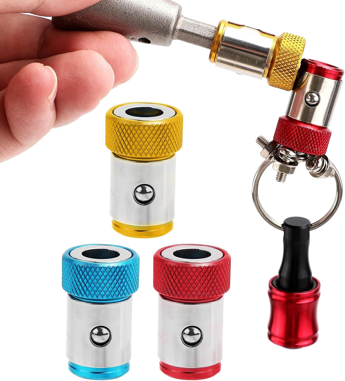 3Pcs Screwdriver Head Magnetic Ring, Metal Magnet Screw Ring Removable Screw Driver Magnetizer Ring Holder for 1/4In Hex Screwdriver Head and Power Bits