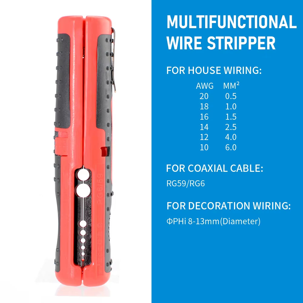 Multifunctional Wire Stripper Cutter, Portable Pen Clip Design with Anti-Skid Handle for Electrical & Network Cables