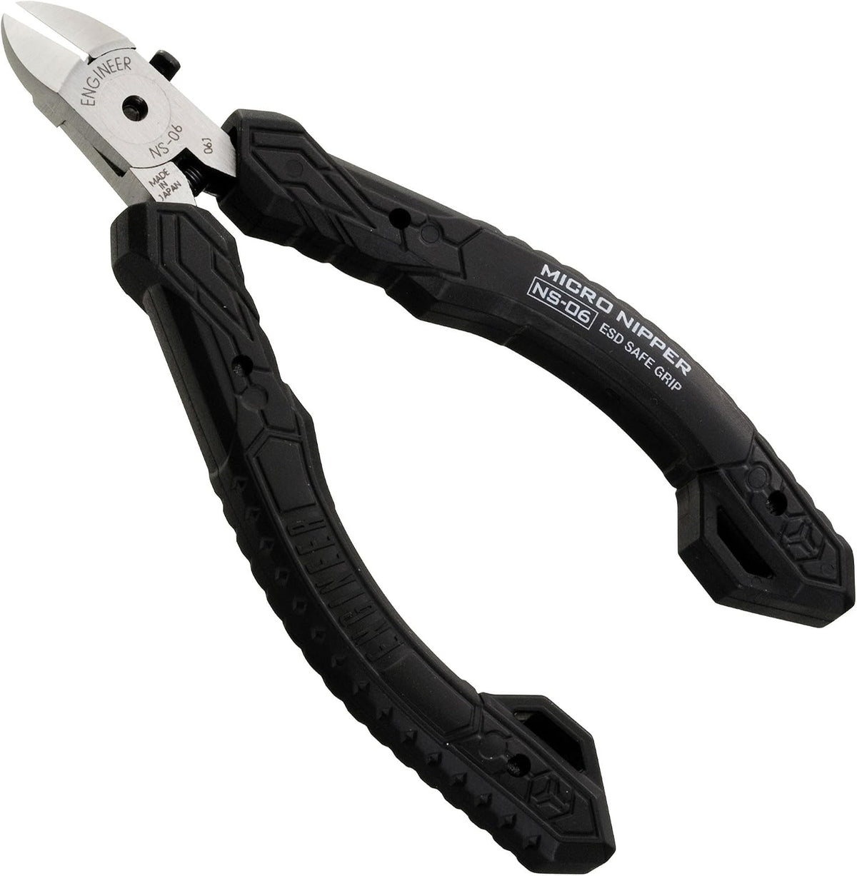 ENGINEER Precision Mini/Micro Side Cutters, Professional Grade, ESD Safe with Hardened Carbon Steel Jaws (PCB Side Snips). Made in Japan. Ns-06