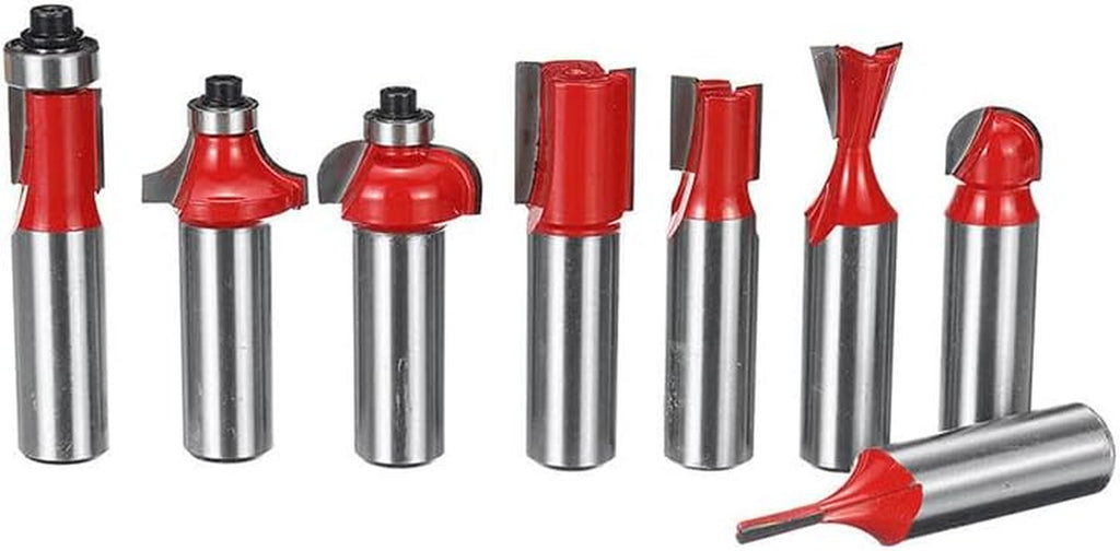 15X 1/2 1/4 Inch Router Bits Set Woodworking Tool Cutter Shank Tungsten Carbide, Precision Cutting, Durable Alloy Steel, Includes Wooden Storage Case