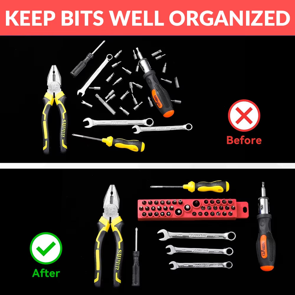 1/4-Inch Hex Screwdriver Bit Holder with Magnetic Base, 39-Hole Screwdriver Bit Holder Portable Drill Bit Magnetic Storage Board