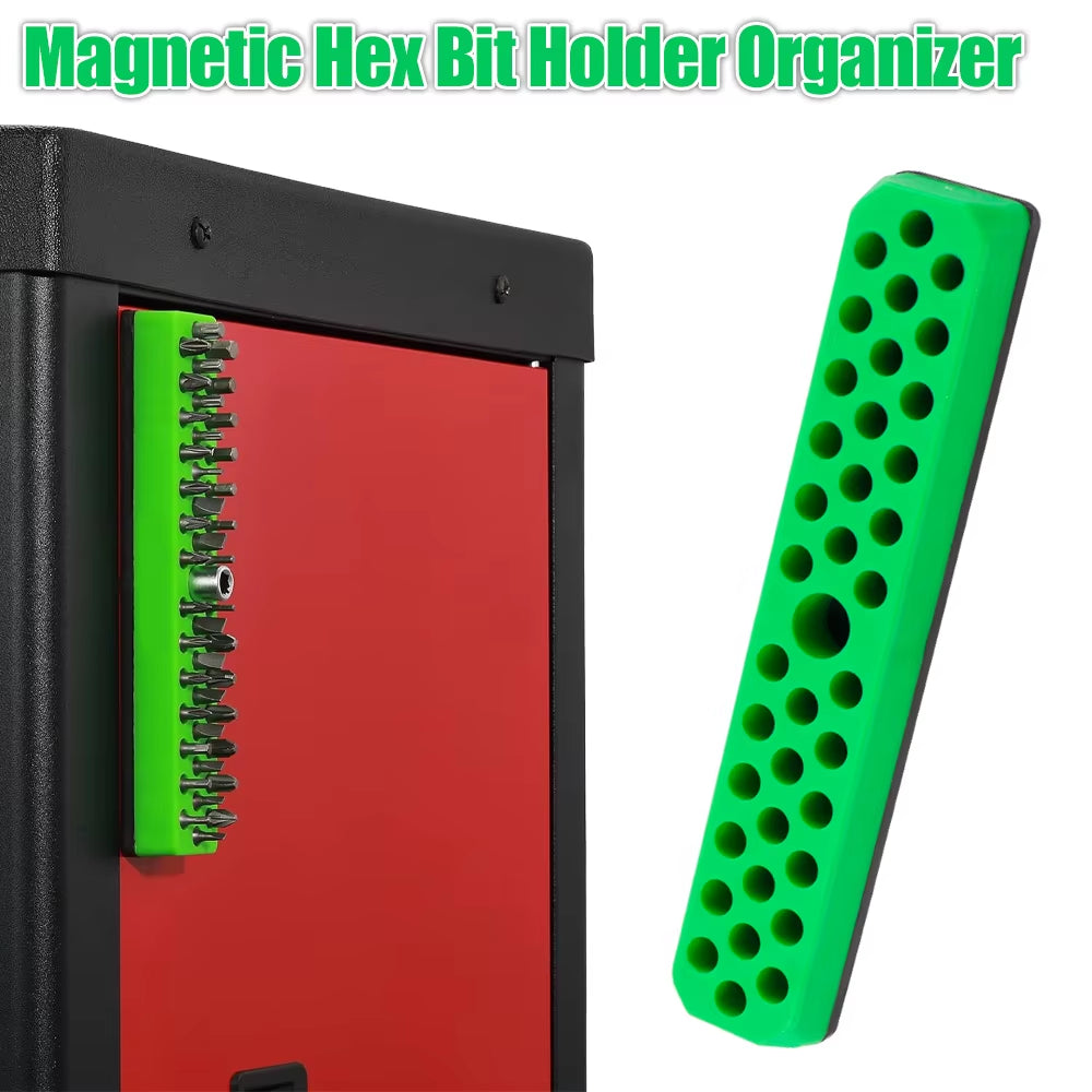 1/2Pcs Magnetic Hex Screwdriver Bit Organizer, 37-Hole 1/4-Inch Screwdriver Bits and Drill Bits Storage and Organization Tool