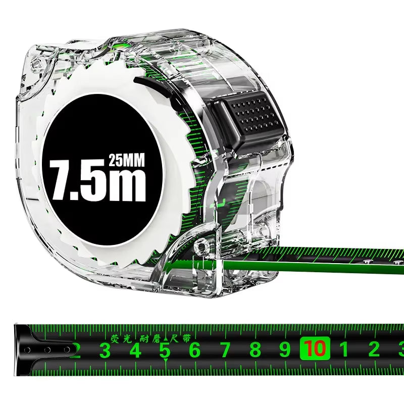 10M Black Fluorescent Tape Measure High Precision Thickened Tape Measure Wear-Resistant and Drop-Proof Tape Measure