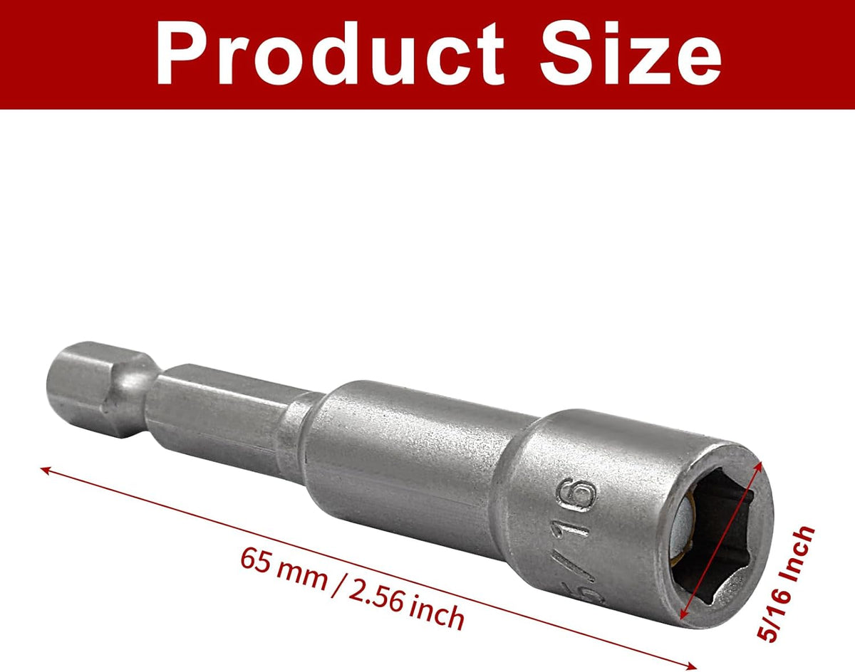 10 Pcs 5/16 Inch/ 8Mm Hex Nut Driver Magnetic Extension Socket Set, Quick-Change Power Bit Holder with Hex Shank for Electric Drill