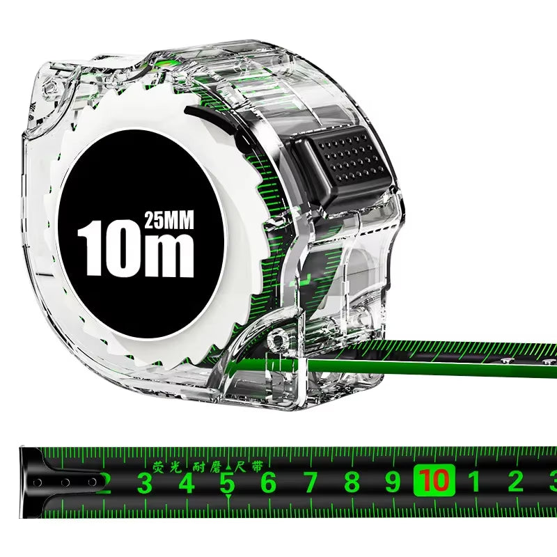 10M Black Fluorescent Tape Measure High Precision Thickened Tape Measure Wear-Resistant and Drop-Proof Tape Measure