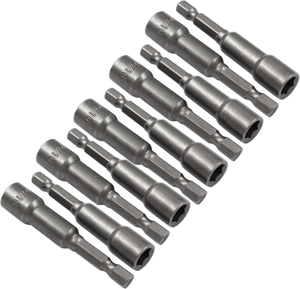 10 Pcs 5/16 Inch/ 8Mm Hex Nut Driver Magnetic Extension Socket Set, Quick-Change Power Bit Holder with Hex Shank for Electric Drill