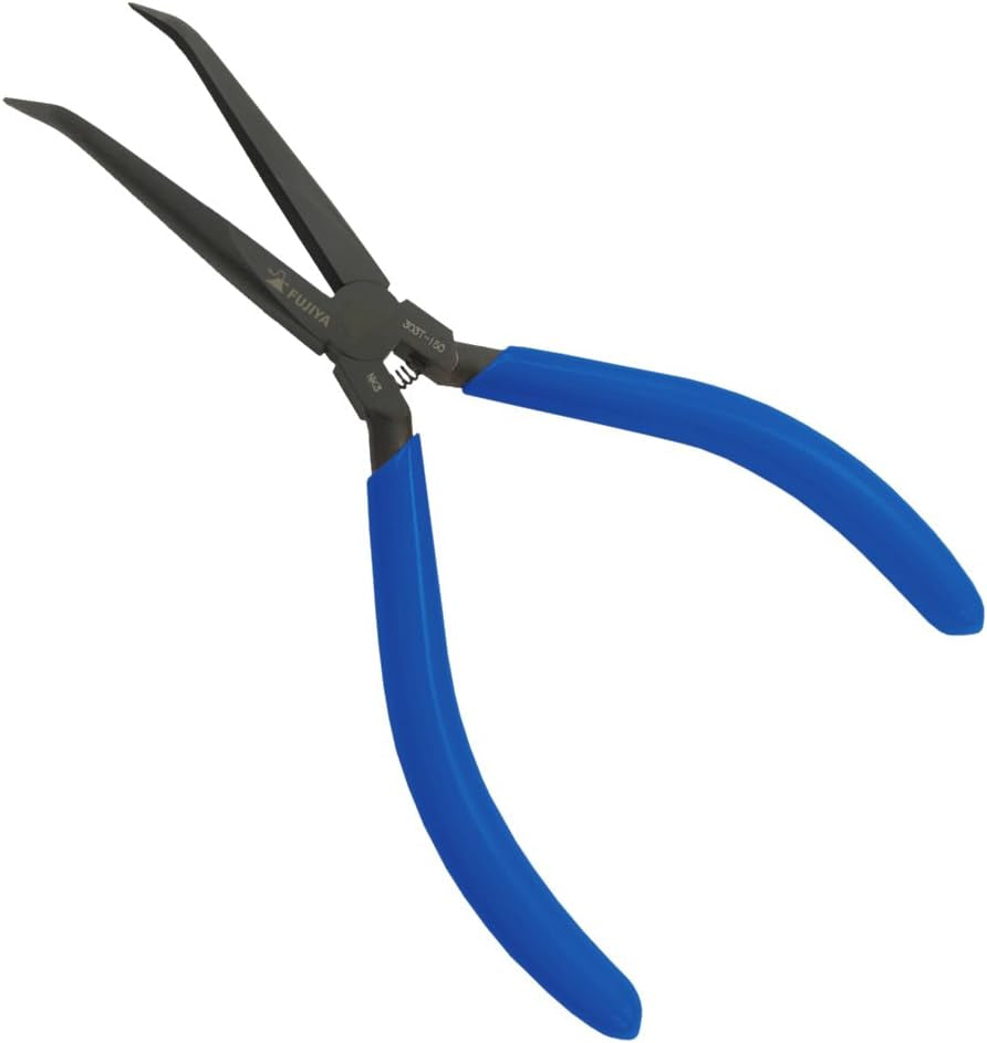 303T-150 Tweezer Pliers (Bent Type), 5.9 Inches (150 Mm), Blue