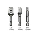 3 Pcs Drill Socket Adapter Impact Drill Extension Drill Bits Bar Socket Adapter 1/4 3/8 1/2 Size Hex Shank Square Head Drill Bit