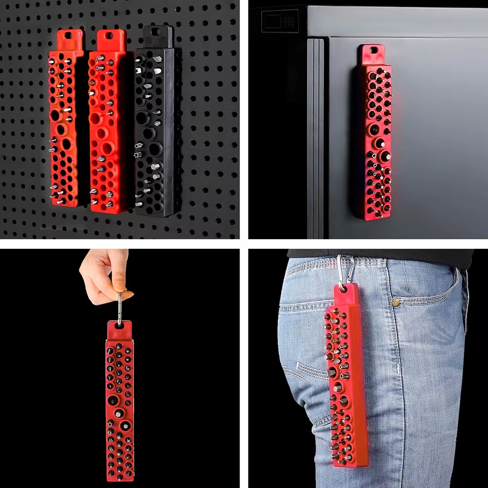 1/4-Inch Hex Screwdriver Bit Holder with Magnetic Base, 39-Hole Screwdriver Bit Holder Portable Drill Bit Magnetic Storage Board