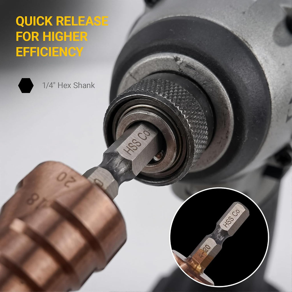 M35 Cobalt Step Drill Bit for Stainless Steel 4-20Mm 1/4" Hex Shank