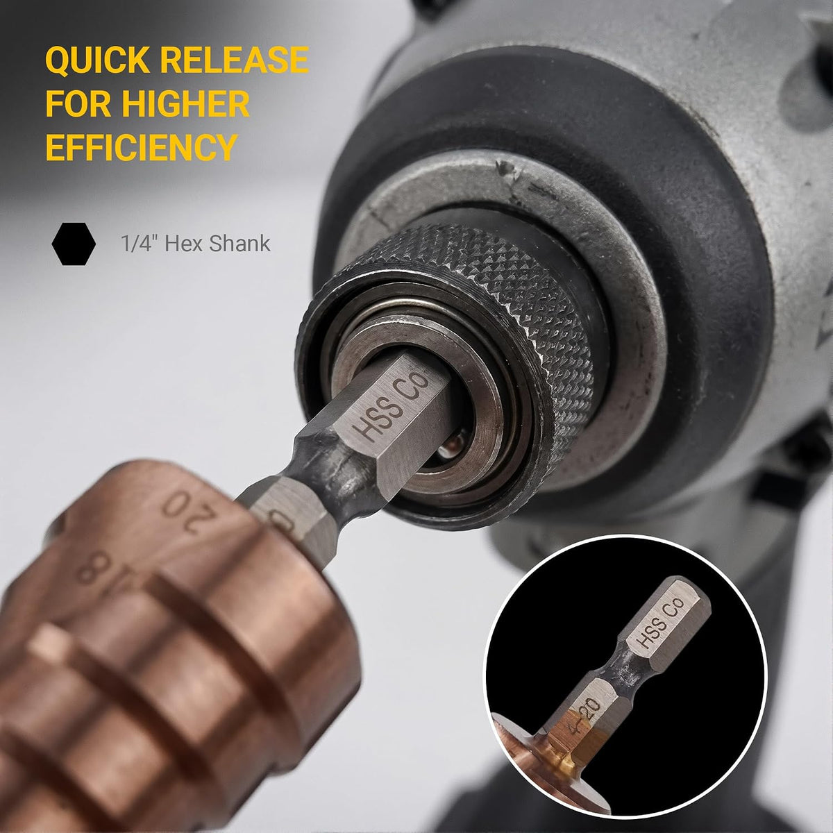 M35 Cobalt Step Drill Bit for Stainless Steel 4-20Mm 1/4" Hex Shank