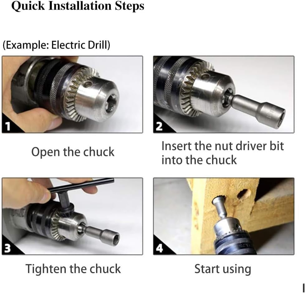 1/4" Hex Shank 6Mm/7Mm/8Mm/9Mm/10Mm Drill Socket Kit,Power Nut Driver Bit Set,Electronic Quickly Change Magnetic Power Nut Setters,Special Tools for Nut Bolt