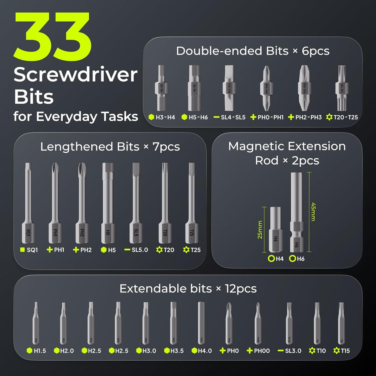 Electric Precision Screwdriver Set 33-In-1With LED Light Magnetic