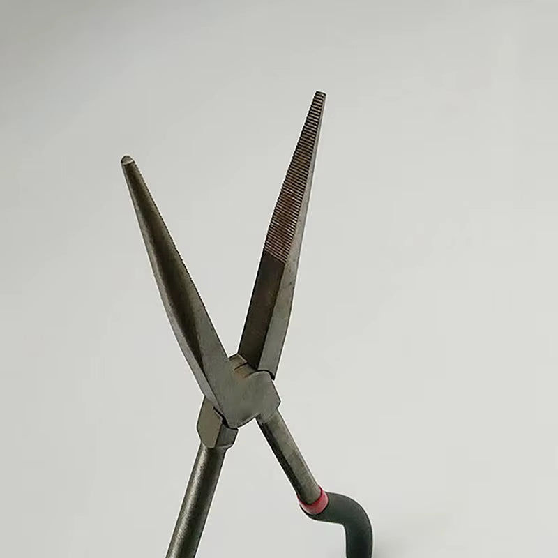 1Pcs Needle-Nose Fishing Pliers Curve/Straight Head Nonslip Long Handle Carbon Steel Snipe-Nose Gripper Tongs Hand Tool Tweezer