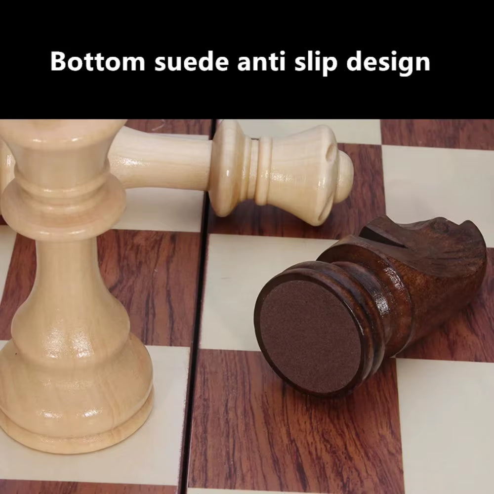 Chess Set Top Grade Wooden Folding Big Traditional Classic Handwork Solid Wood Pieces Walnut Chessboard Children Gift Board Game