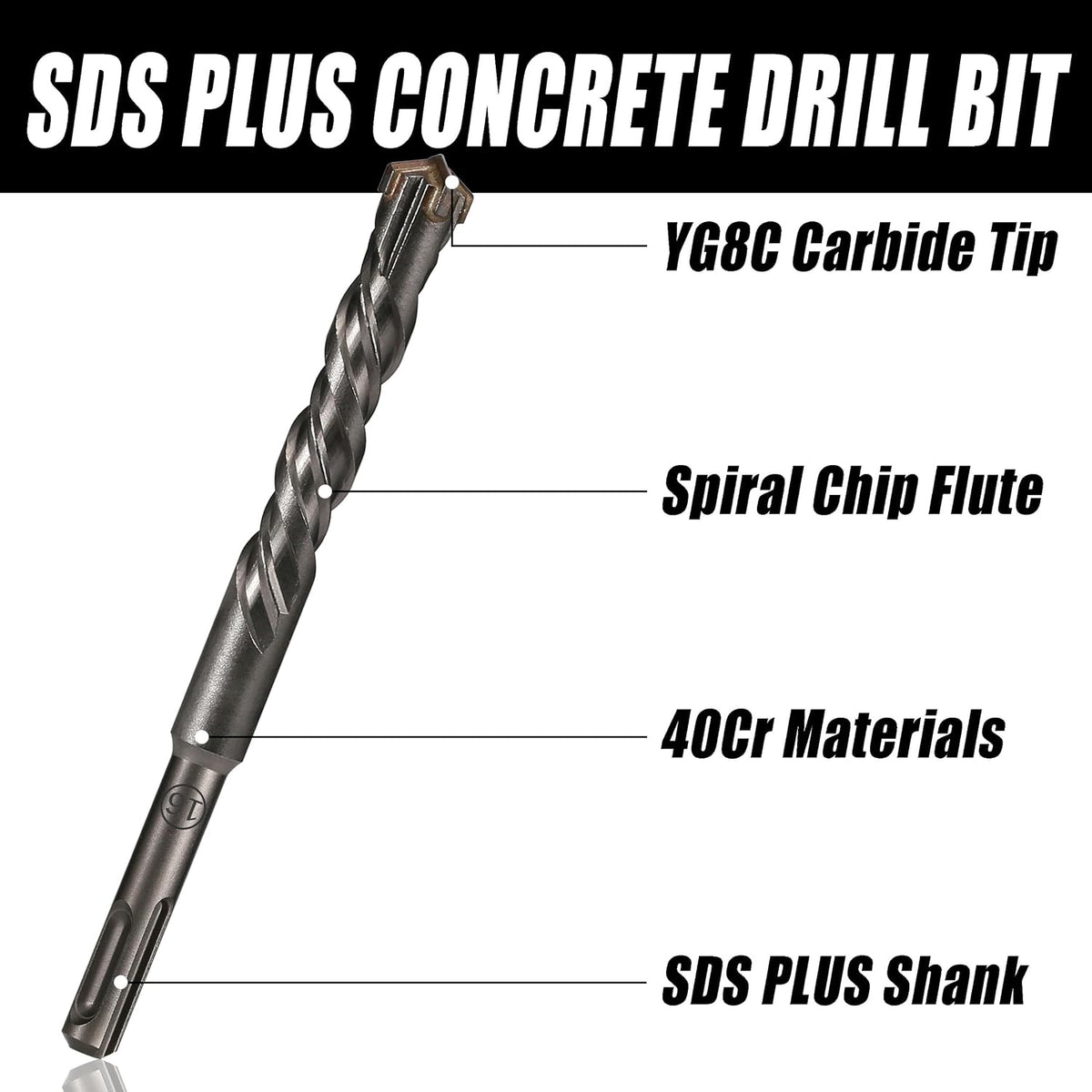 6Mm X 160Mm SDS plus Concrete Drill Bit, YG8C Carbide Tip