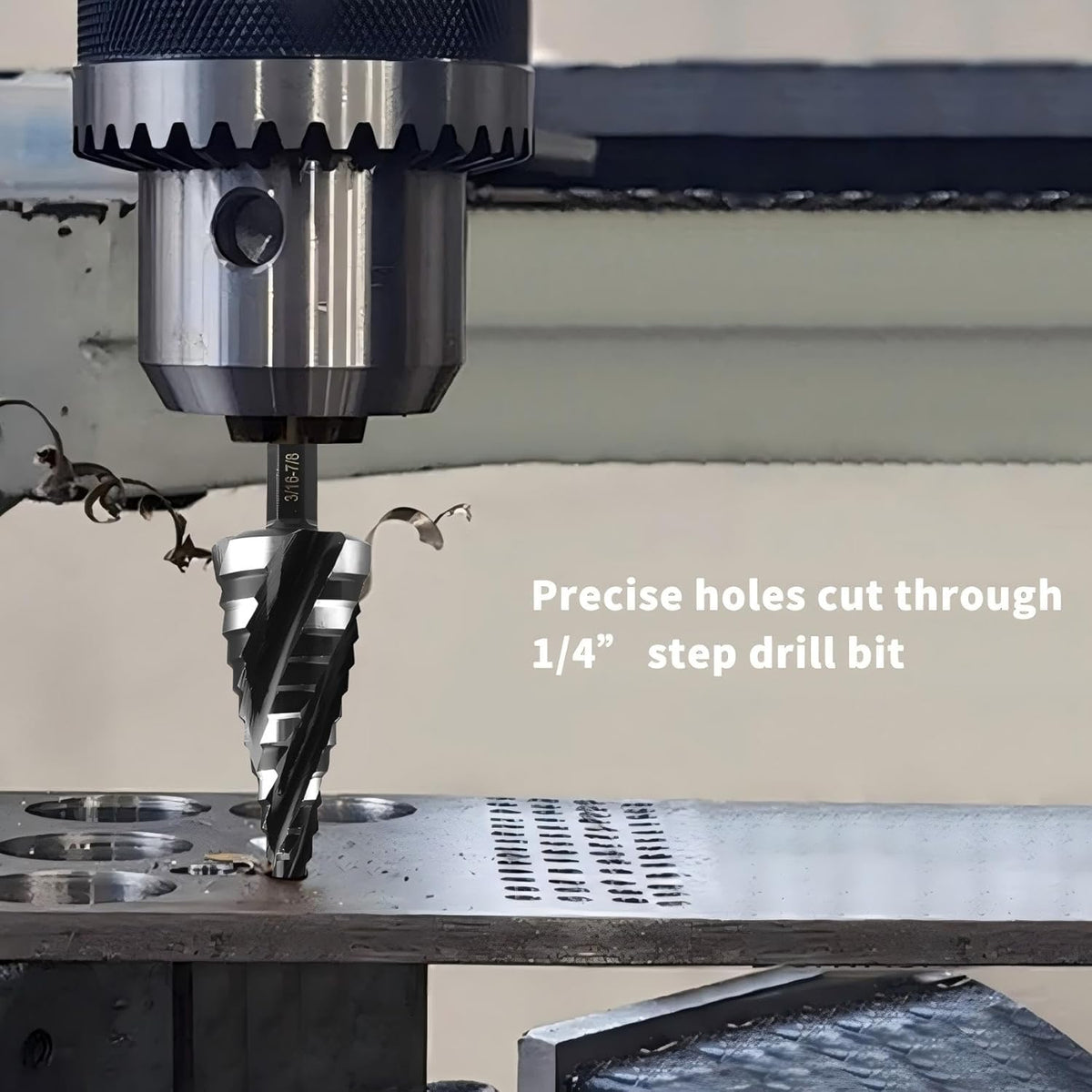 Spiral Flute Step Drill Bit Set, 3 Pcs HSS Step Drill Bits (1/8"-1-3/8") Unibit Step Drill Bit, 1/4" and 3/8" Shank Step Bits for Aluminum, Wood, Plastic, Metal