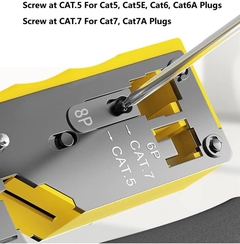 RJ45 Pass through Crimp Tool, RJ45 Cat5 Cat6 Cat7 Crimping Tool, RJ11 Crimping Tool, Ethernet Network Cable Crimper Stripper, Modular Crimping Equipment Mini Tool Pliers