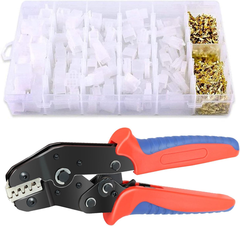 Wire Terminal Crimping Tool Kit;Ratcheting Wire Crimper (0.5-1.5Mm²) & 580PCS Female Male 2.8Mm Pitch 2 3 4 6 9 Pin Header Crimp Connectors Housing Terminal Set for for Motorcycle, Bike, Car, Boats