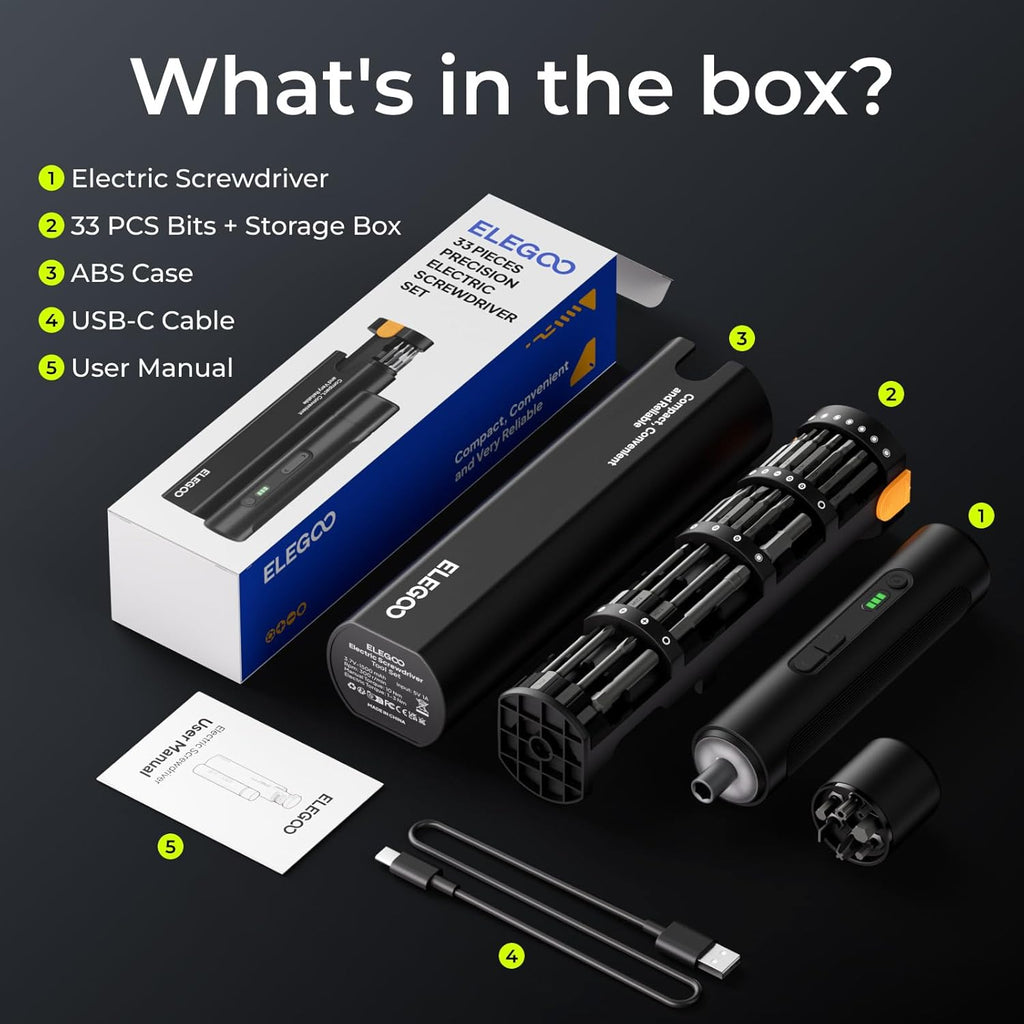 Electric Precision Screwdriver Set 33-In-1With LED Light Magnetic